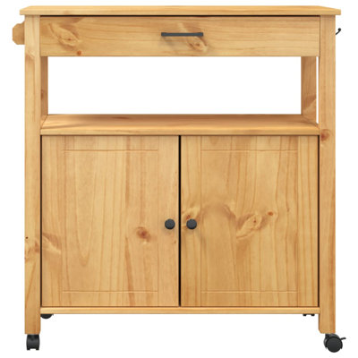 Raford Rolling Kitchen Cart with Solid Wood Top