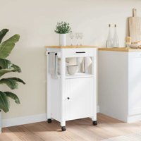 Atifah Rolling Kitchen Cart with Solid Wood Top by Millwood Pines