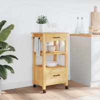 Ragad Rolling Kitchen Cart with Solid Wood Top by Winston Porter
