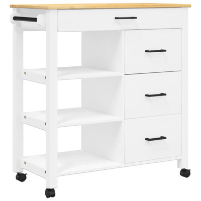 Rahkeem Rolling Kitchen Cart with Solid Wood Top by Winston Porter