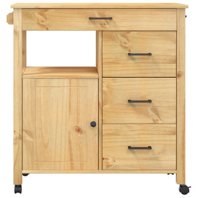 Atley Rolling Kitchen Cart with Solid Wood Top by Millwood Pines