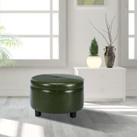 Canek Faux Leather Storage Ottoman with Wooden Legs by Wade Logan