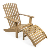 Abilynn Solid Wood Adirondack Chair with Ottoman by Highland Dunes