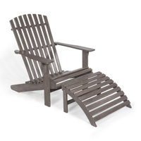 Abilynn Solid Wood Adirondack Chair with Ottoman by Highland Dunes