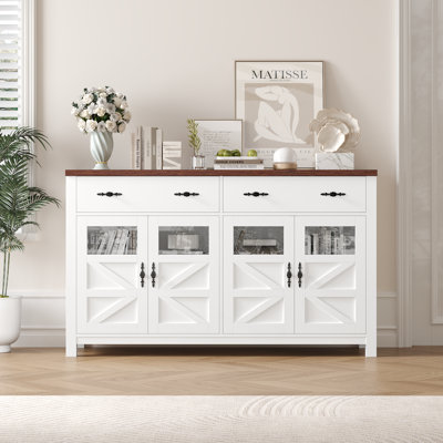Nostrand 55.1"W Accent Cabinet With 3 Drawers And Adjustable Shelves by Laurel Foundry Modern Farmhouse