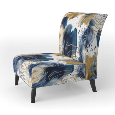Abstract Pattern With Textures II - Upholstered Wide Slipper Chair by Ivy Bronx