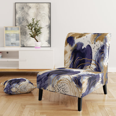 Abstract Pattern With Textures II - Upholstered Wide Slipper Chair by Ivy Bronx