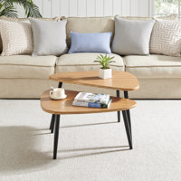 Jisella 2 Piece Semi Nesting Asymmetric Coffee Table Set by Wrought Studio