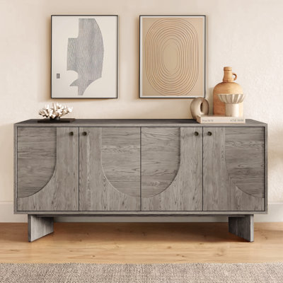 Corrigan Studio Malyun 63" Wide USA Oak Modern Sideboard Oak Storage Cabinet and Buffet Console by Corrigan Studio