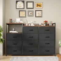 Salara 49.6"W 11-Drawer Long Dresser with 2-Tier Shelves, TV Stand for Bedroom