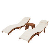 Rashara 74.8" Long Reclining Chaise Lounge Set with Cushions and Table by Winston Porter