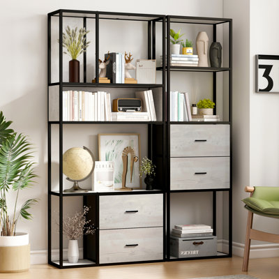 Zela 2 Piece Geometric Storage Bookcase by 17 Stories