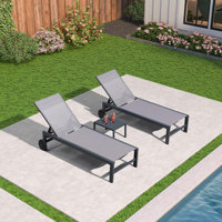 Marcianna Outdoor Metal Chaise Lounge with Table by Ebern Designs