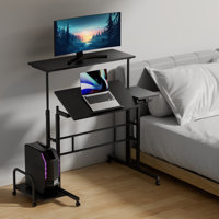 Mahjabeen Home Office Adjustable Rolling Computer Workstation Desk with Monitor Shelf and Host Rack Standing Laptop Table by Inbox Zero