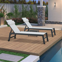Laylaann Outdoor Metal Chaise Lounge with Table by Ebern Designs