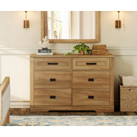Laziza Farmhosue Wood Dresser for Bedroom with 6 Drawers by Gracie Oaks