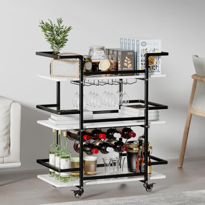 Zoela Metal Golden Bar Cart, 35