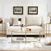 Caoimhlin Tempered Double-Layer Glass Oval Coffee Table by Wade Logan