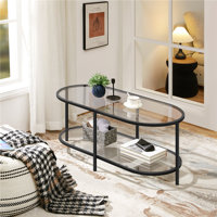 Caoimhlin Tempered Double-Layer Glass Oval Coffee Table by Wade Logan