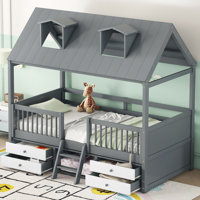 Motyka House-Style Bed with Built-Bed Roof and Storage by Harper Orchard