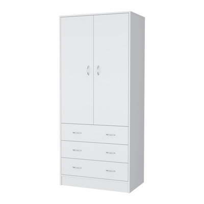 Aret Armoire, with 2 doors, 3 drawers and 1 hanging rod, Black