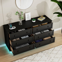 Joyti 6 Drawer Dresser, Modern Wide Drawer Chests With Power Outlet And Led Light For Bedroom by Wrought Studio