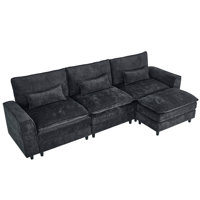 Convertible Sectional Sofa Couch, 4 Seat Sofa Set for Living Room L-Shaped Modular Sofa with Ottoman by Wade Logan