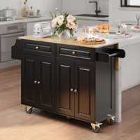 Reheem 45"W Solid Wood Kitchen Island with Drop Leaf by Red Barrel Studio
