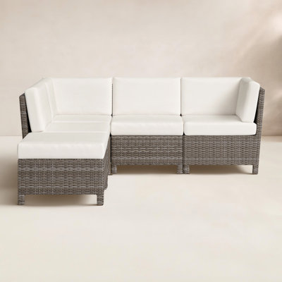 Annelise 5-Piece Outdoor Wicker Sectional with SunbrellaCushions by Ebern Designs