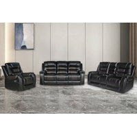 Lomawai 3 Piece Faux Leather Living Room Set by Red Barrel Studio