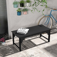 Renauta Wood Garden Bench,Outdoor Park Bench with Slatted Seat by Winston Porter