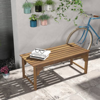 Renauta Wood Garden Bench,Outdoor Park Bench with Slatted Seat by Winston Porter