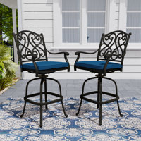 Lenora Swivel Stacking Patio Dining Armchair with Cushion (Set of 2) by Darby Home Co