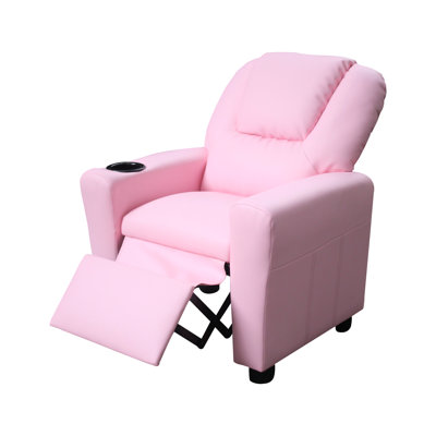 Bianco 23"W PU Leather Kids Recliner Chair with Cupholder by Ebern Designs