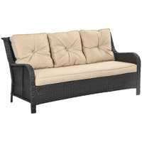 Quackenbush 71.75" Wide Outdoor Wicker Rectangle Patio Sofa with Cushions by Winston Porter