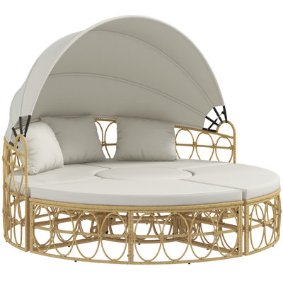 Ziyamet 70" Wide Outdoor Wicker Patio Daybed with Cushions by Bay Isle Home