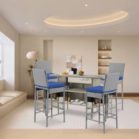 Wicker Bar Set with 4 Stools & Outdoor Bar Table by Arlmont & Co.