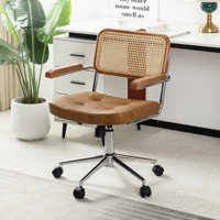 Carli Rattan Leather Office Chair by Dakota Fields