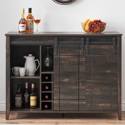 Polett 16 Bottle Cabinet/Enclosed Storage Wine Bottle & Glass Rack