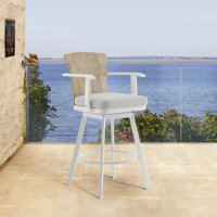 Javin Swivel Outdoor Metal Counter or Bar Height Bar Stool with Cushion by Williston Forge