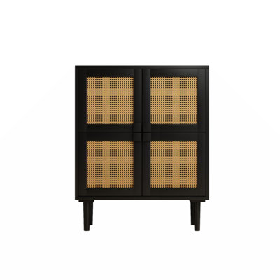 Eddyville 4-Doors Rattan Mesh Storage Cabinet, Sideboard with Eight Storage Spaces, for Entryway, Living Room, Hallway