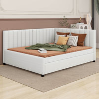 Full Size Upholstered Daybed With Trundle Sofa Bed Frame by Latitude Run