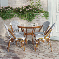 Rylan Indoor/Outdoor Commercial Bistro Set with Table and Four Chairs