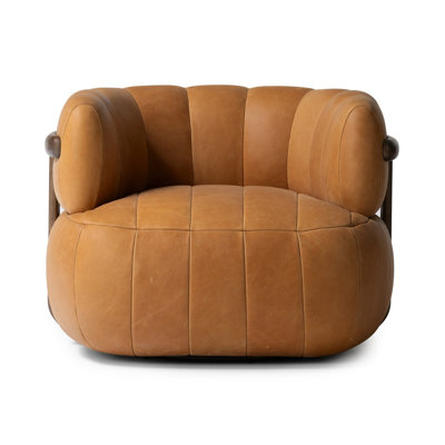 Gian Upholstered Swivel Armchair by AllModern
