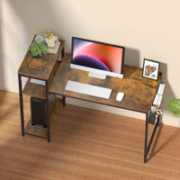 Computer Desk Large Office Desk Writing Desk for Home Office Modern Wooden Table Brown Flagstone by 17 Stories