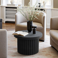 Crystopher Natural Wood Fluted Round Coffee Table by Millwood Pines