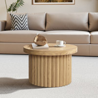 Crystopher Natural Wood Fluted Round Coffee Table by Millwood Pines