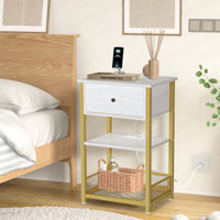 Phawak USB Port & Power Outlet Metal Nightstand by Ebern Designs