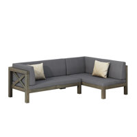 Suvada 58.25" Wide Outdoor L-Shaped Patio Sectional with Cushions by Gracie Oaks