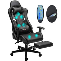 Upgraded Massage Gaming Chair 7-Point, Office Chair with Footrest & Lumbar Support, Thickened and Widened Cushions Backrest by Ivy Bronx